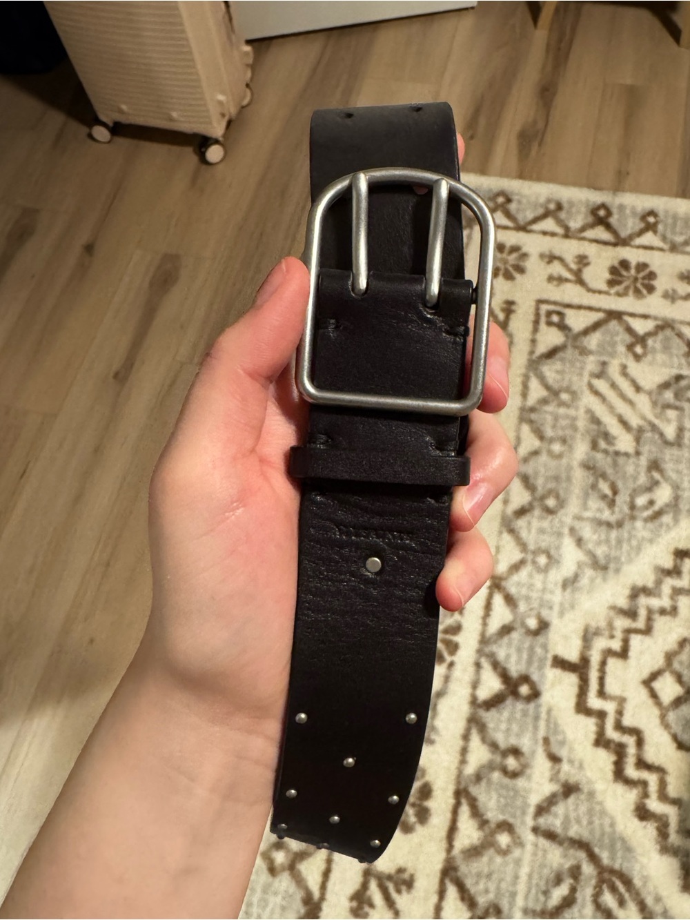 Women’s All Saints Black Studded Leather Belt